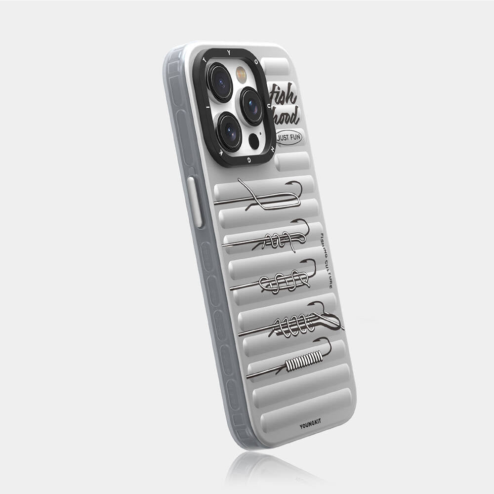 Apple iPhone 15 Pro Max Kılıf M-safe Şarj Özellikli Youngkit Fishing Serisi Kapak Gri