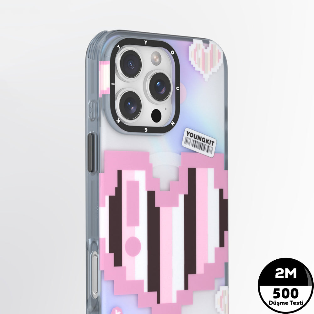 Apple iPhone 15 Pro Max Kılıf M-safe Şarj Özellikli Youngkit Love Serisi Kapak Yeşil