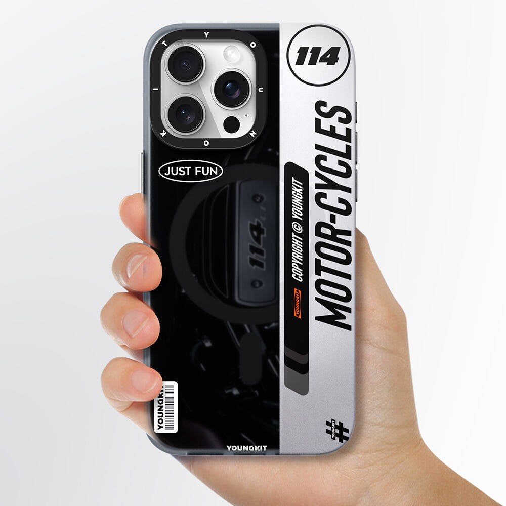 Apple iPhone 15 Pro Max Case M-safe Charging Feature Youngkit Motorcycle Legend Series Cover Black