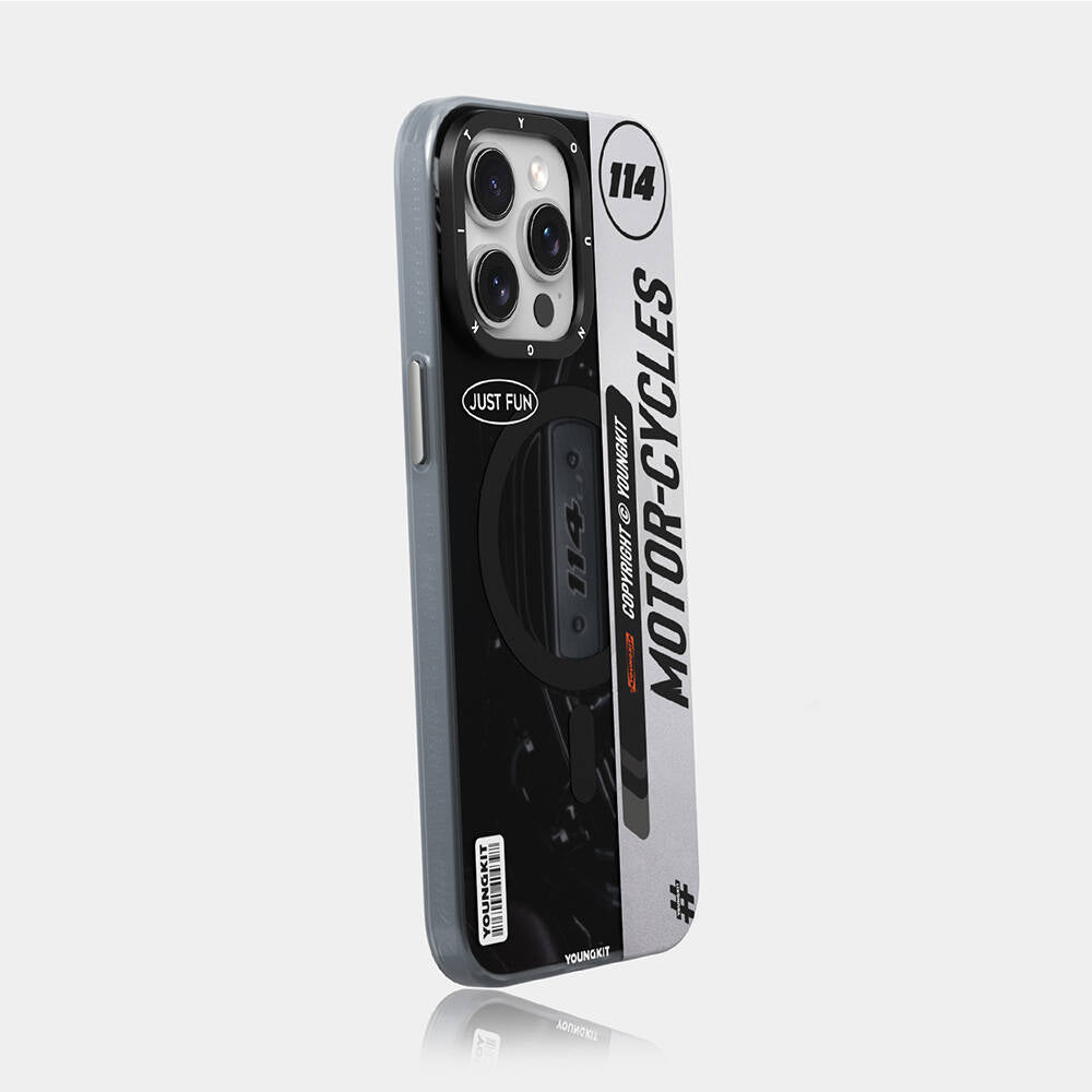 Apple iPhone 15 Pro Max Case M-safe Charging Feature Youngkit Motorcycle Legend Series Cover Black