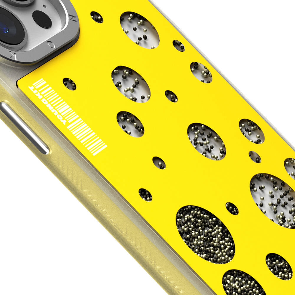 Apple iPhone 15 Pro Max Case M-safe Charging Feature Youngkit Quicksand Beads Series Cover Yellow