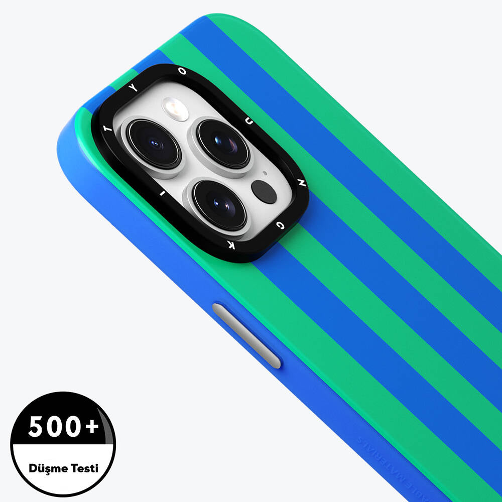 Apple iPhone 15 Pro Max Case M-safe Charging Feature Youngkit Striped Piano Keys Series Cover Blue