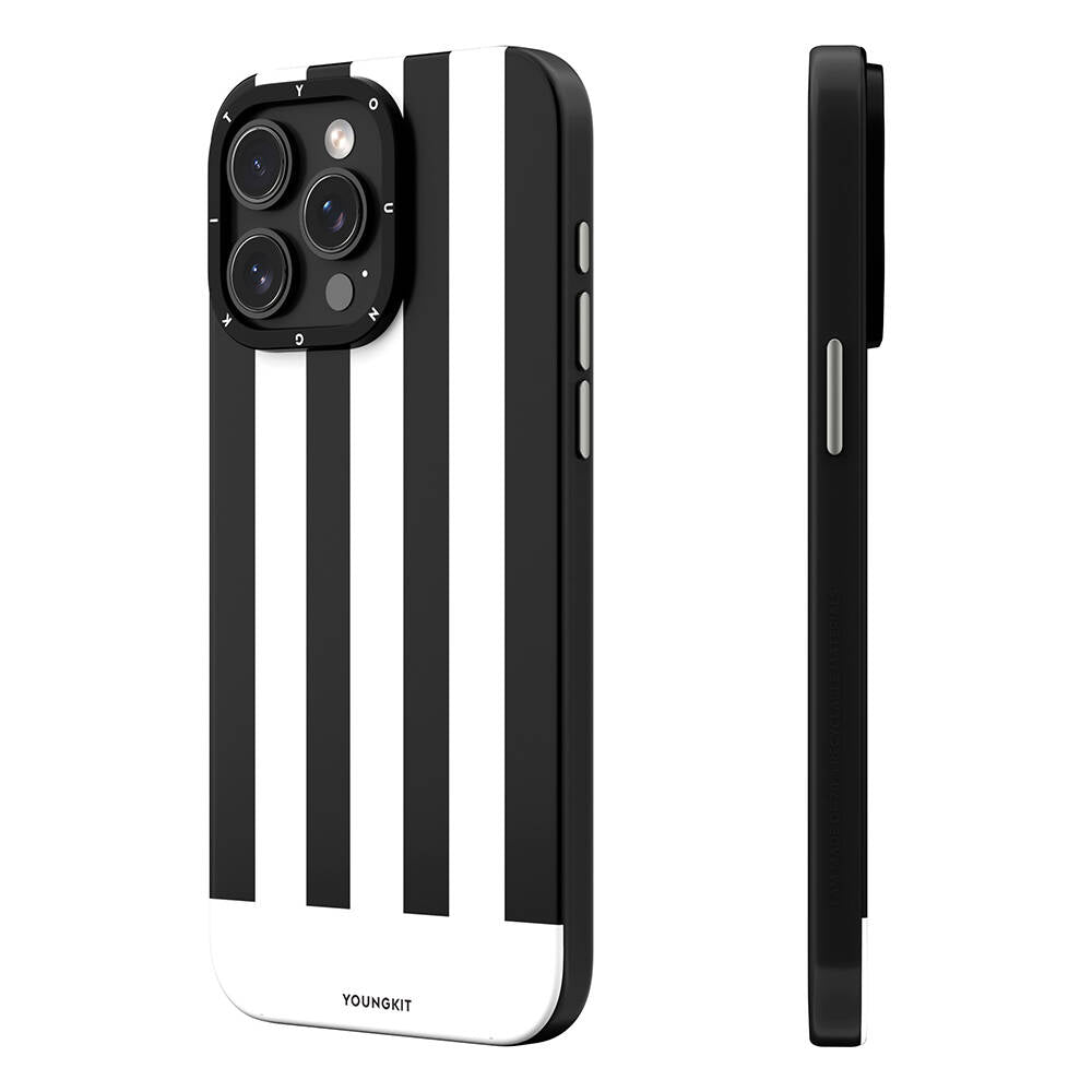 Apple iPhone 15 Pro Max Case M-safe Charging Feature Youngkit Striped Piano Keys Series Cover Black