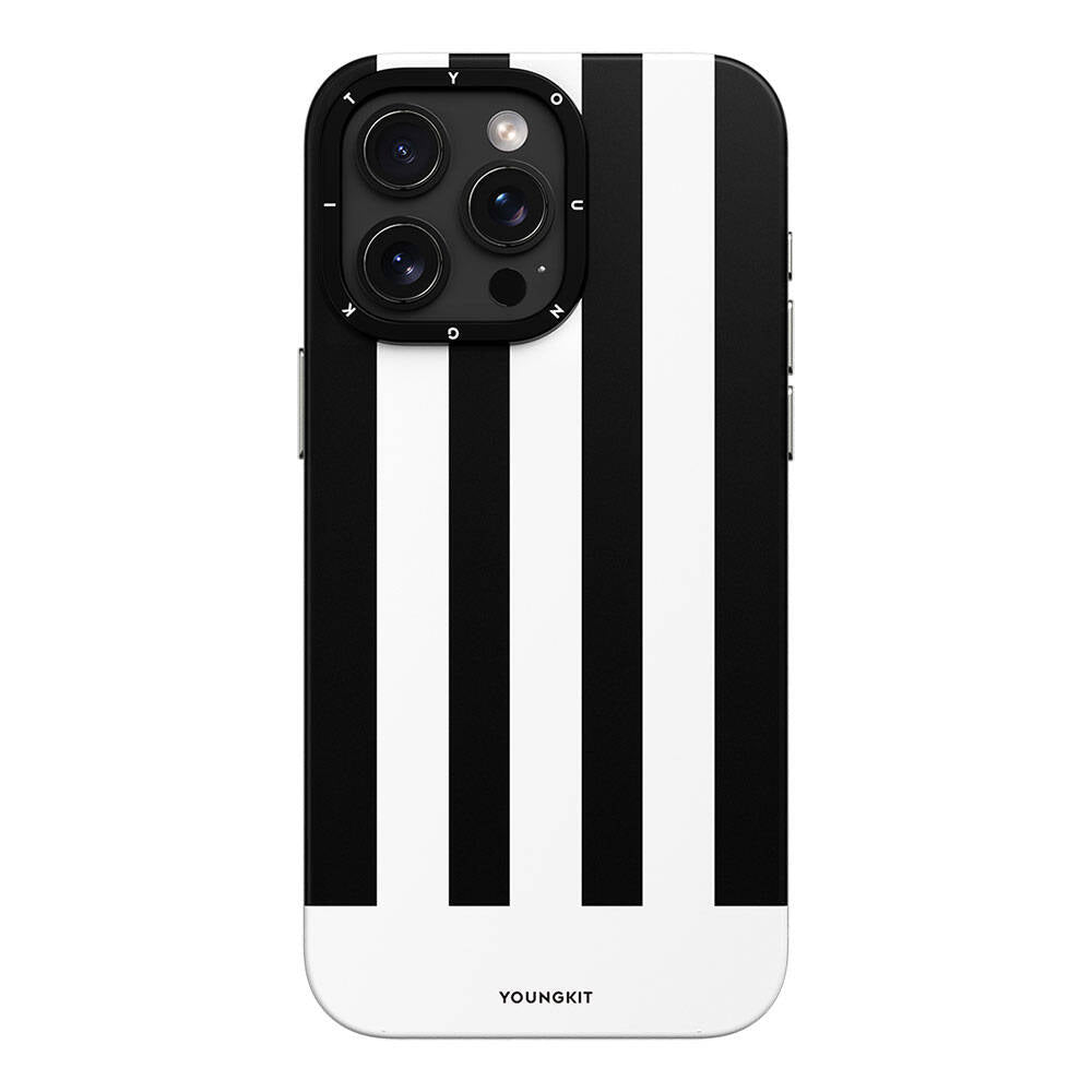 Apple iPhone 15 Pro Max Case M-safe Charging Feature Youngkit Striped Piano Keys Series Cover Black
