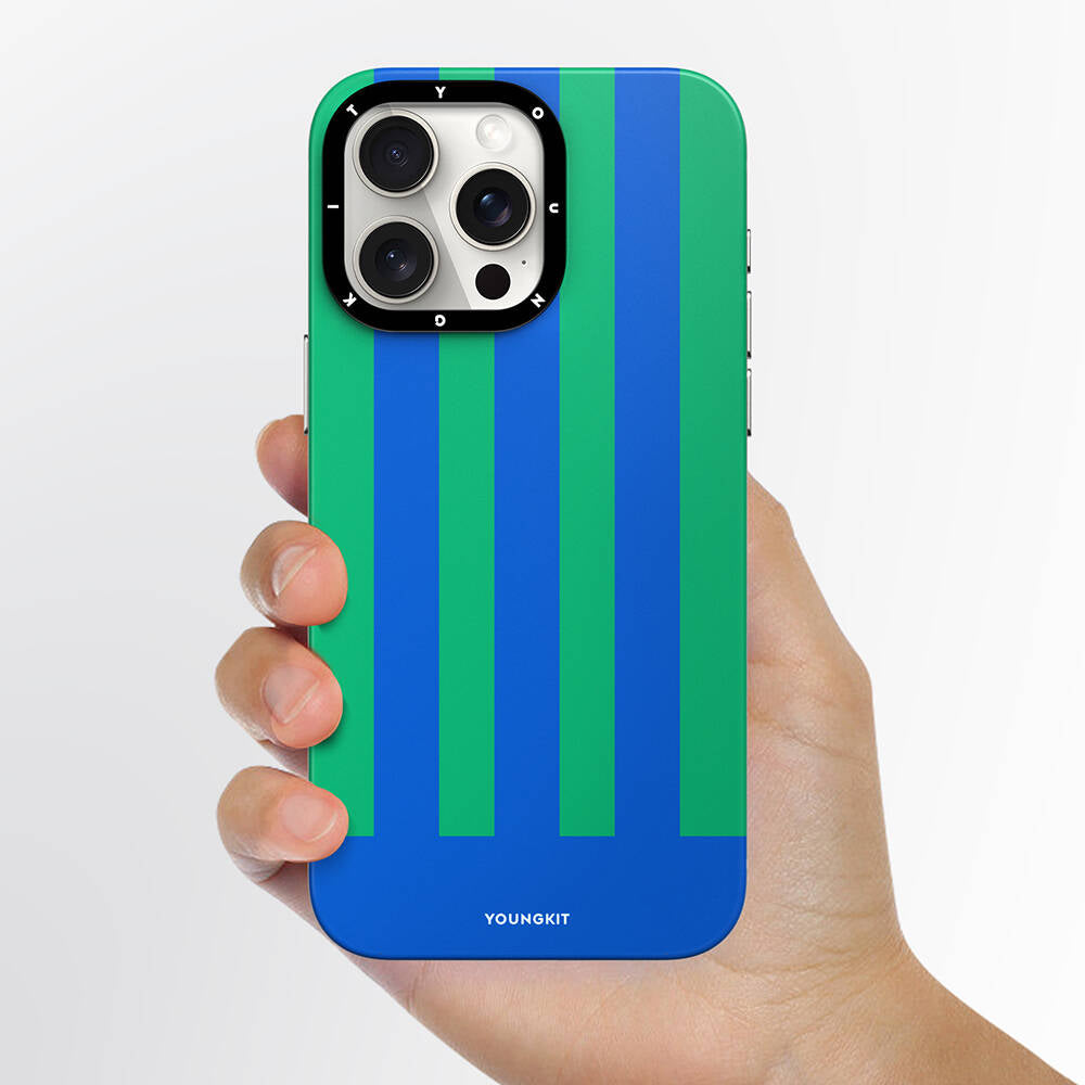 Apple iPhone 15 Pro Max Case M-safe Charging Feature Youngkit Striped Piano Keys Series Cover Blue