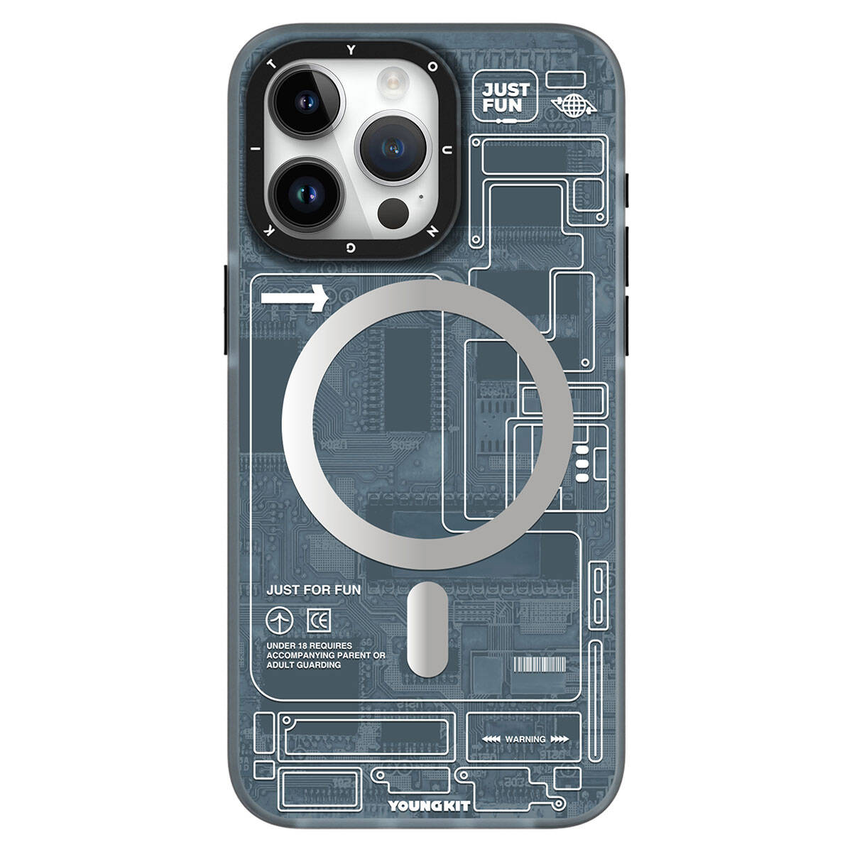 Apple iPhone 15 Pro Max Case M-Safe Charging Feature YoungKit Technology Series Cover Blue