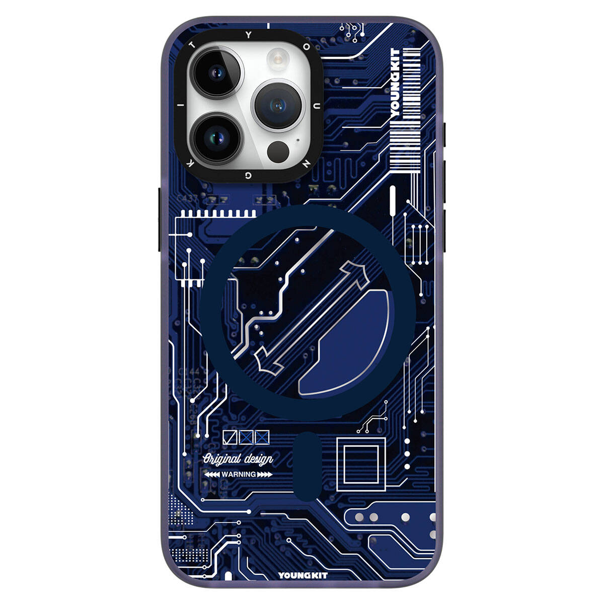 Apple iPhone 15 Pro Max Case M-Safe Charging Feature YoungKit Technology Series Cover Navy Blue