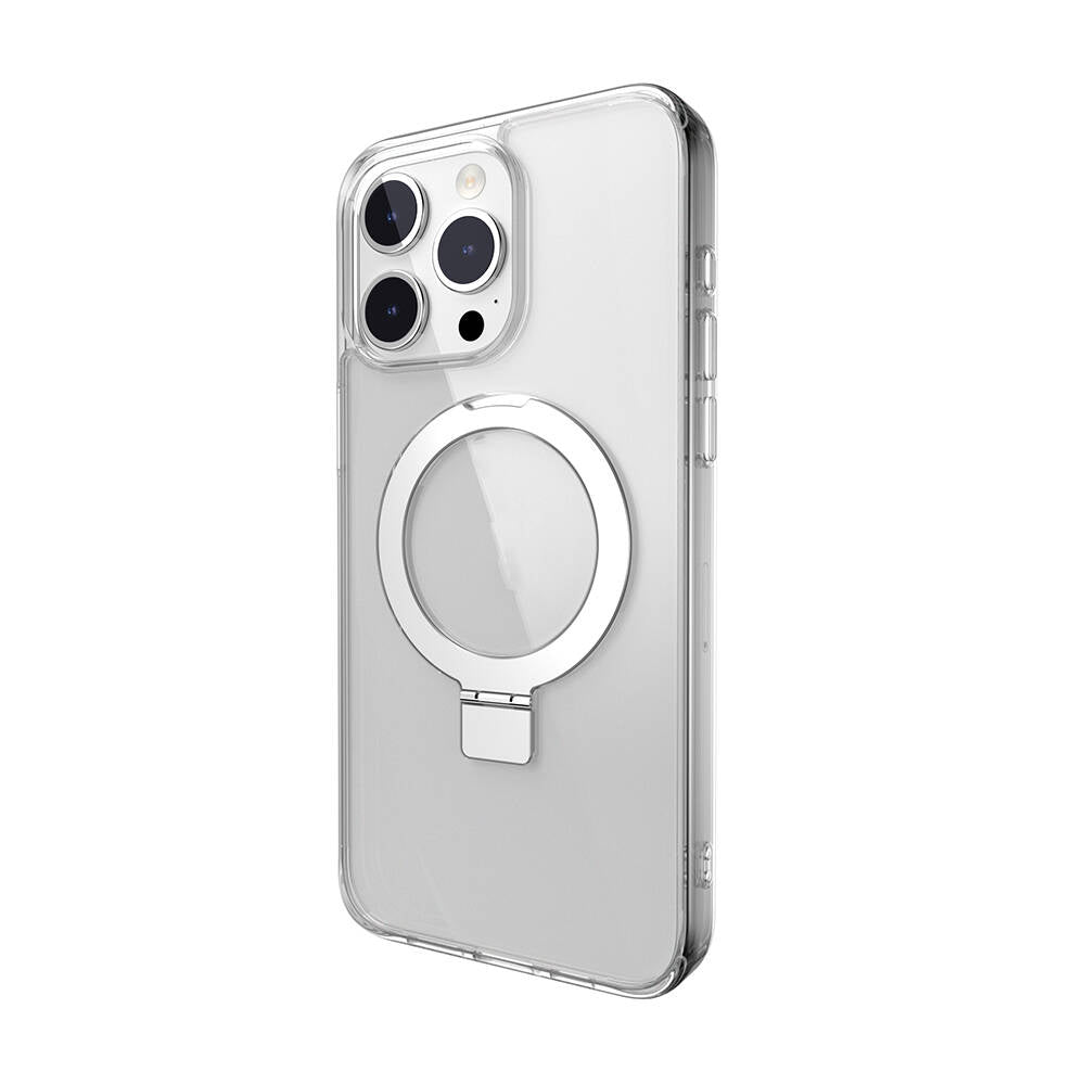 Apple iPhone 15 Pro Max Kılıf M-safe Şarj Özellikli Yüzük Standlı Lisanslı Switcheasy Magstand-M Kapak Siyah