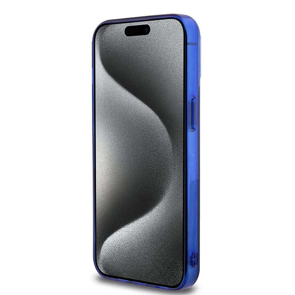 Apple iPhone 15 Pro Max Case Mercedes Benz Original Licensed M-Safe Charging Feature Dual Layer Mini Star Patterned Cover Blue