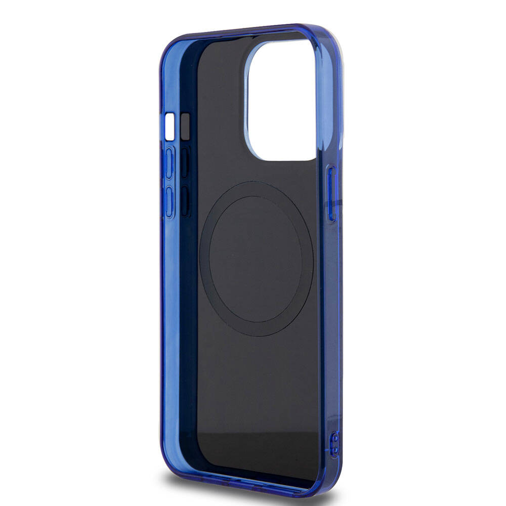 Apple iPhone 15 Pro Max Case Mercedes Benz Original Licensed M-Safe Charging Feature Dual Layer Mini Star Patterned Cover Blue