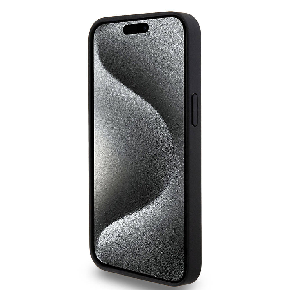 Apple iPhone 15 Pro Max Case Mercedes Benz Original Licensed M-Safe Charging Feature Sealed Star Patterned and Logo Leather Cover Navy Blue