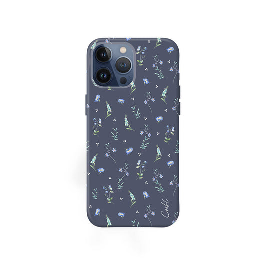 Apple iPhone 15 Pro Max Case Mini Meadow Flowers Patterned Coehl Prairie Cover Navy Blue