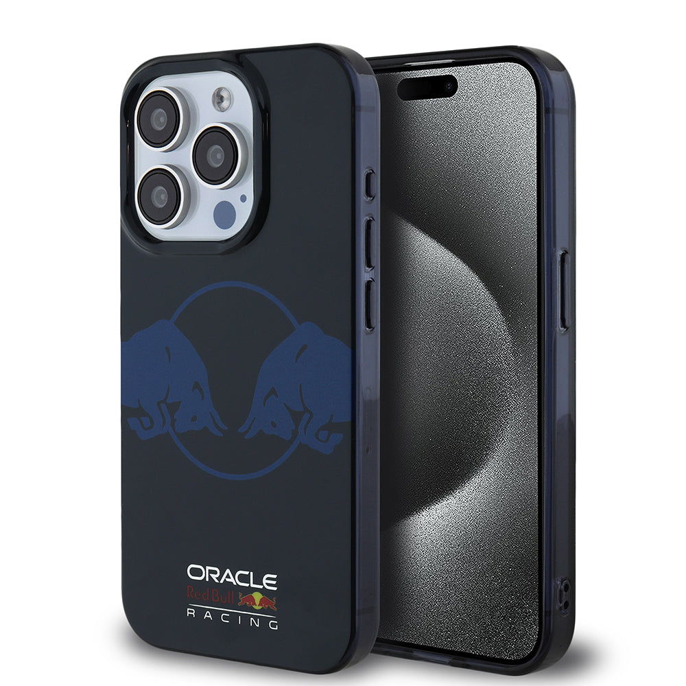 Apple iPhone 15 Pro Max Case Redbull Original Licensed M-Safe Charging Feature IML Double Bull Printed Hard PC Cover Navy Blue