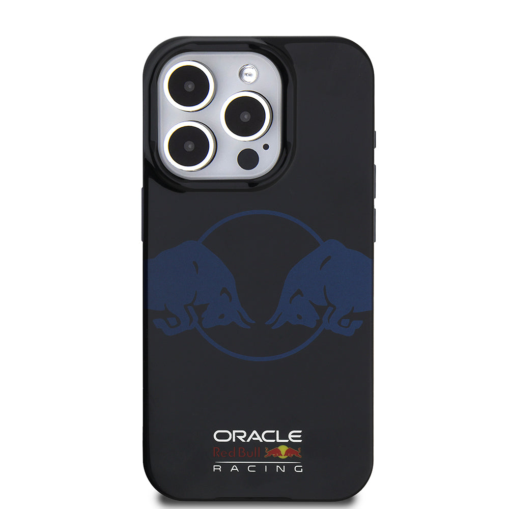 Apple iPhone 15 Pro Max Case Redbull Original Licensed M-Safe Charging Feature IML Double Bull Printed Hard PC Cover Navy Blue