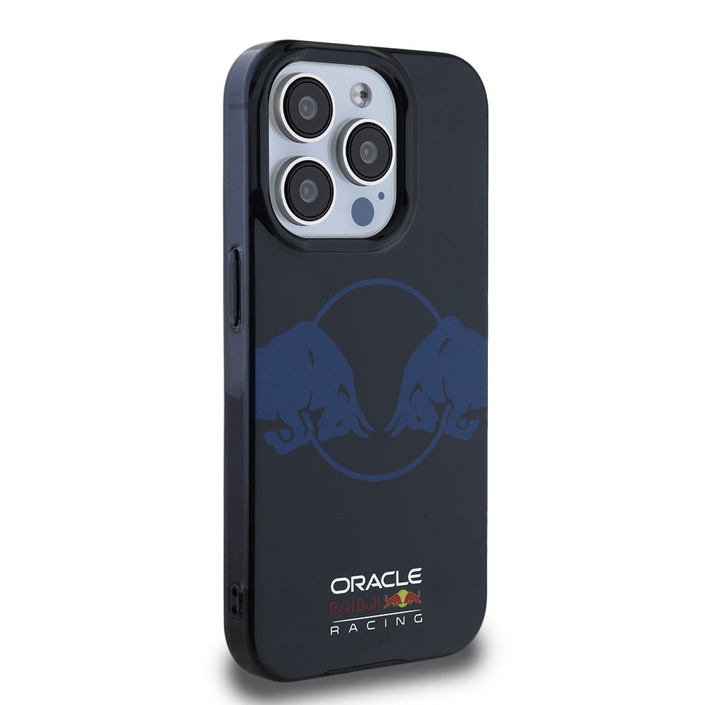 Apple iPhone 15 Pro Max Case Redbull Original Licensed M-Safe Charging Feature IML Double Bull Printed Hard PC Cover Navy Blue