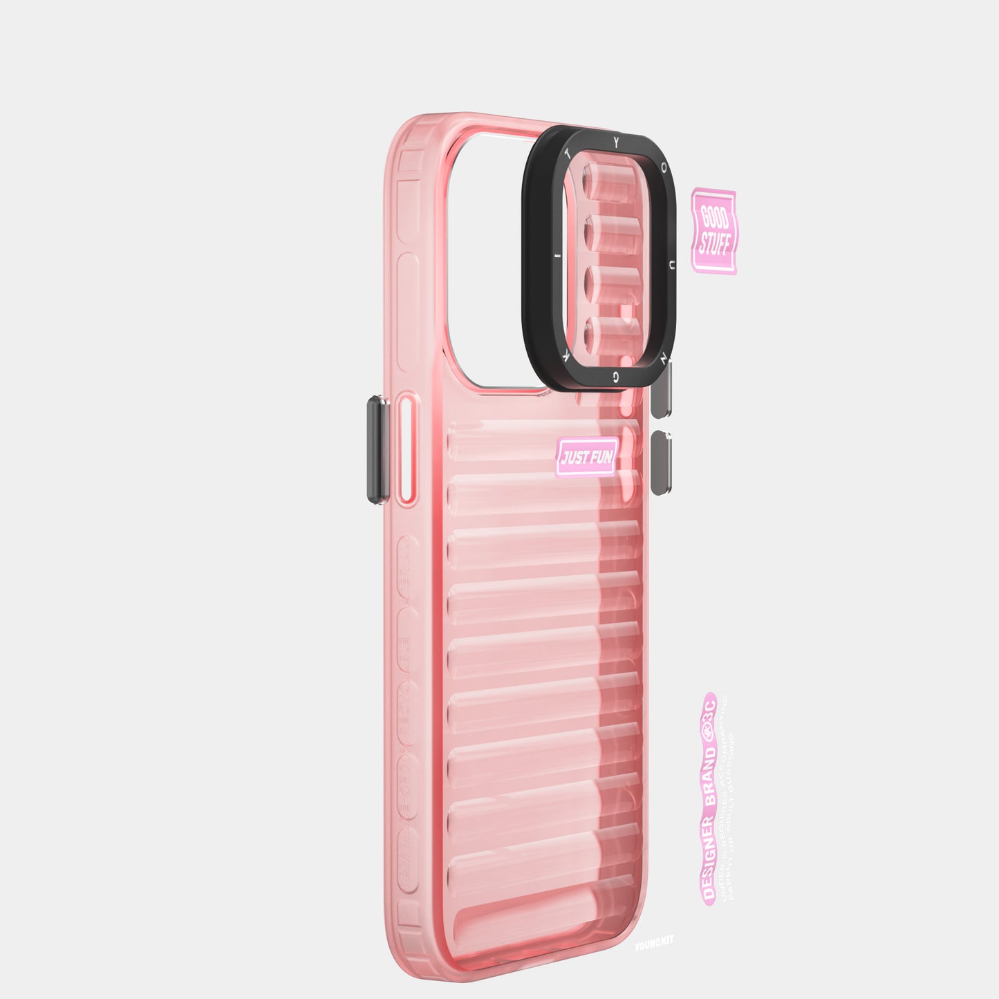 Apple iPhone 15 Pro Max Case Transparent Colorful Design YoungKit Fluorite Series Cover Black