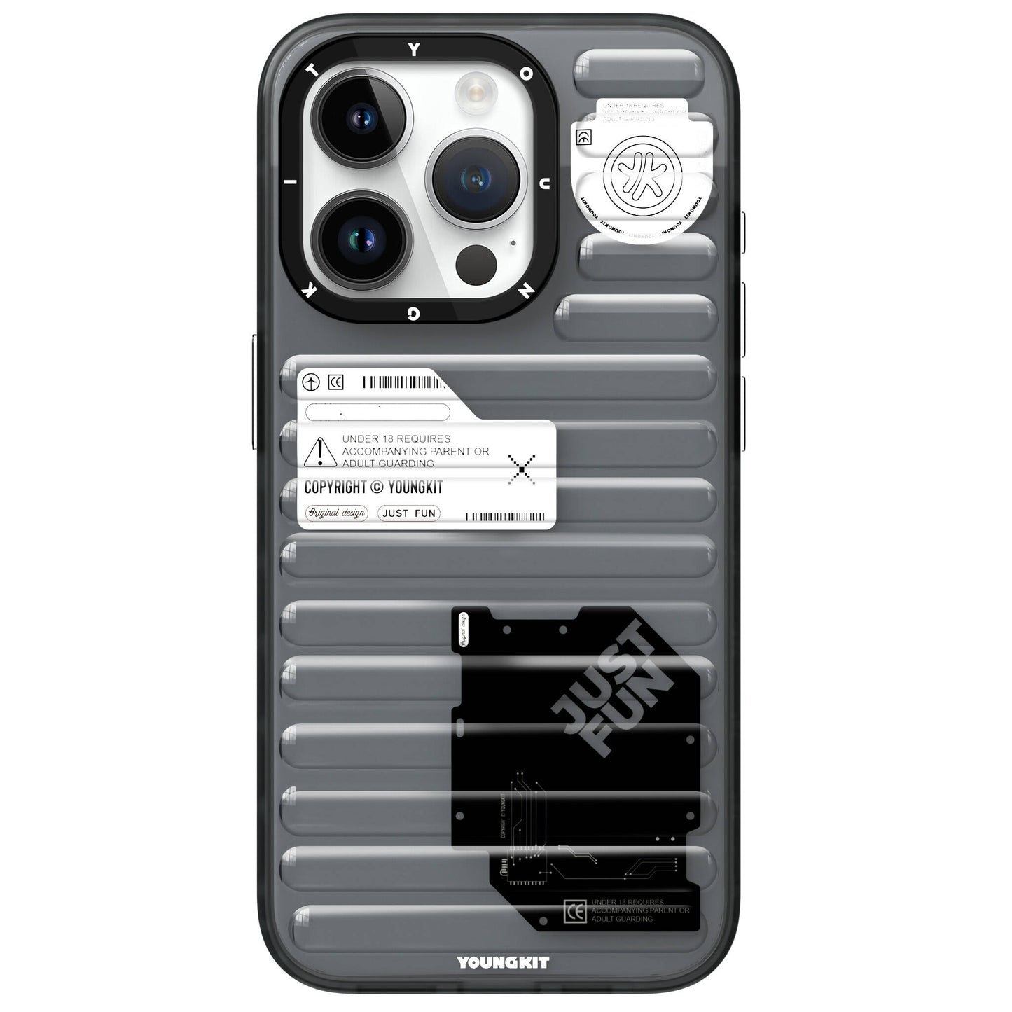 Apple iPhone 15 Pro Max Case Transparent Colorful Design YoungKit Fluorite Series Cover Black