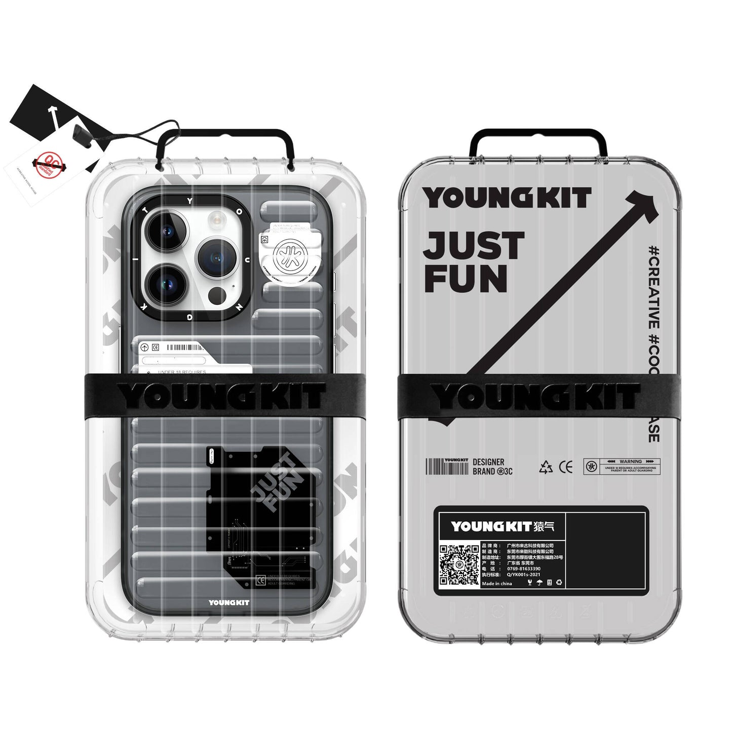 Apple iPhone 15 Pro Max Case Transparent Colorful Design YoungKit Fluorite Series Cover Black