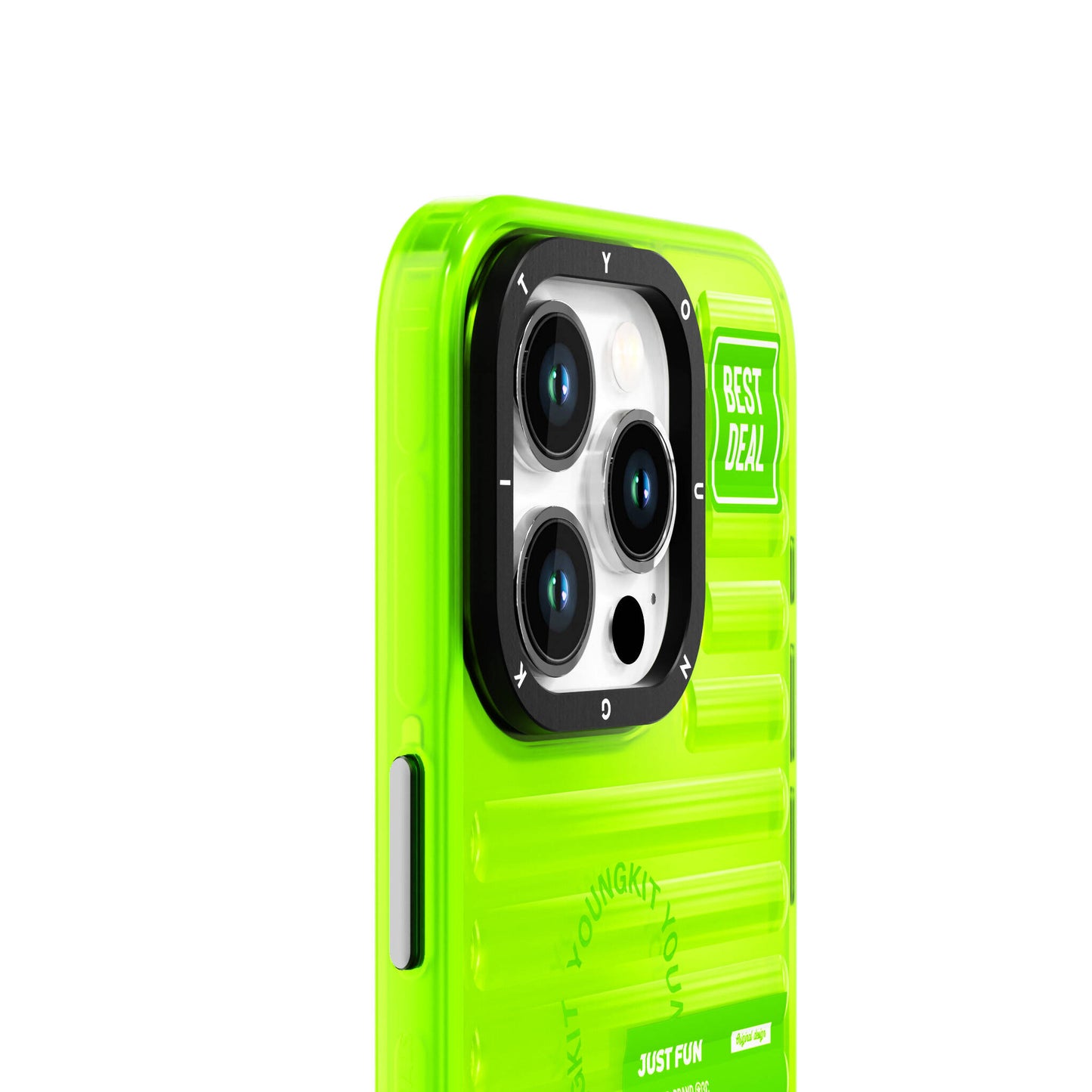 Apple iPhone 15 Pro Max Case Transparent Colorful Design YoungKit Fluorite Series Cover Green
