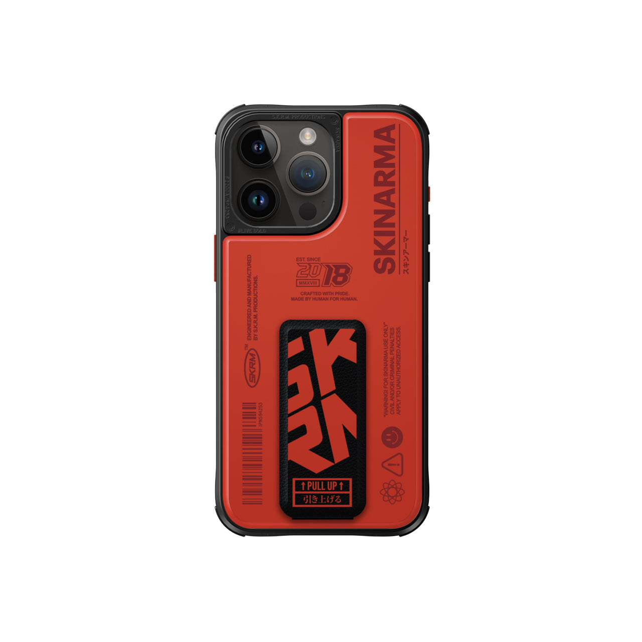 Apple iPhone 15 Pro Max Case SkinArma Patterned Airbag Design Stand Spunk Cover Orange