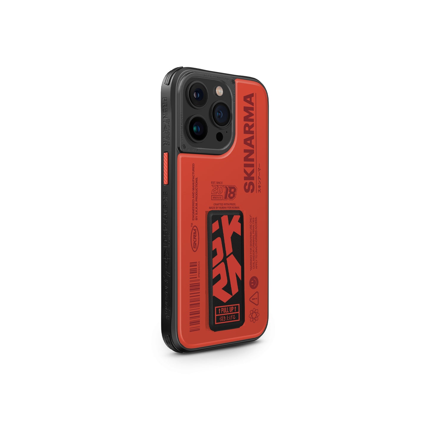 Apple iPhone 15 Pro Max Case SkinArma Patterned Airbag Design Stand Spunk Cover Orange