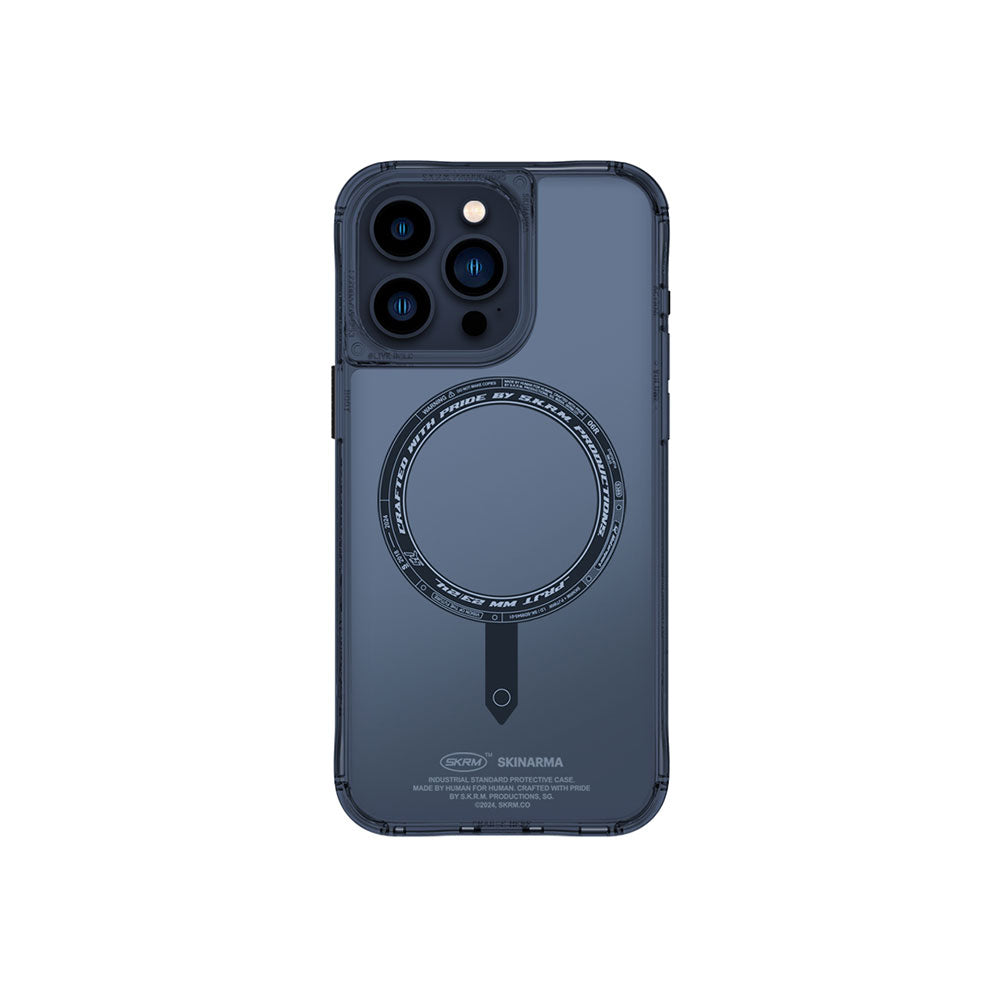 Apple iPhone 15 Pro Max Case SkinArma Transparent Airbag Design M-safe Charging Feature Saido Cover Black