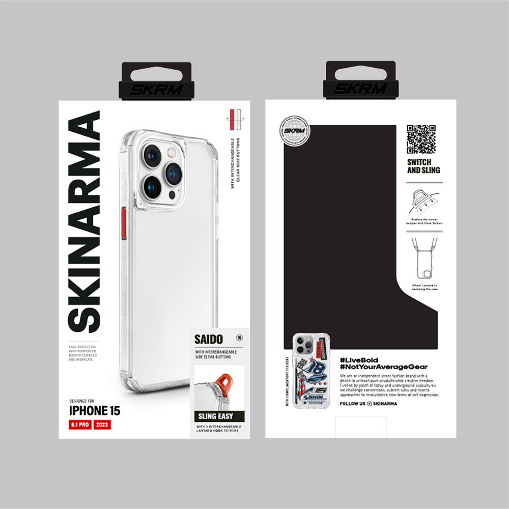 Apple iPhone 15 Pro Max Case SkinArma Transparent Airbag Design Saido Cover Colorless