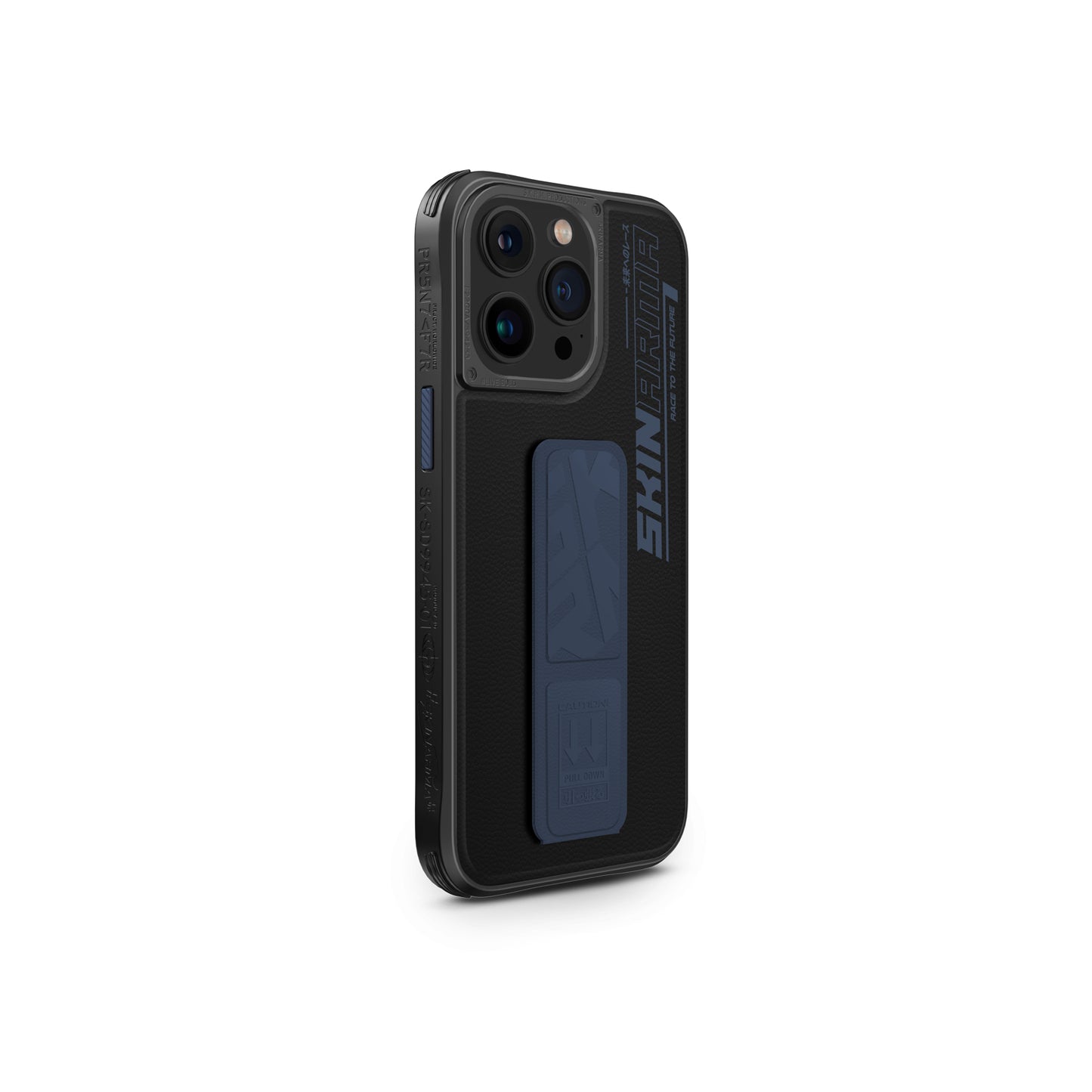 Apple iPhone 15 Pro Max Case SkinArma Stand Leather Look Slate Cover Blue