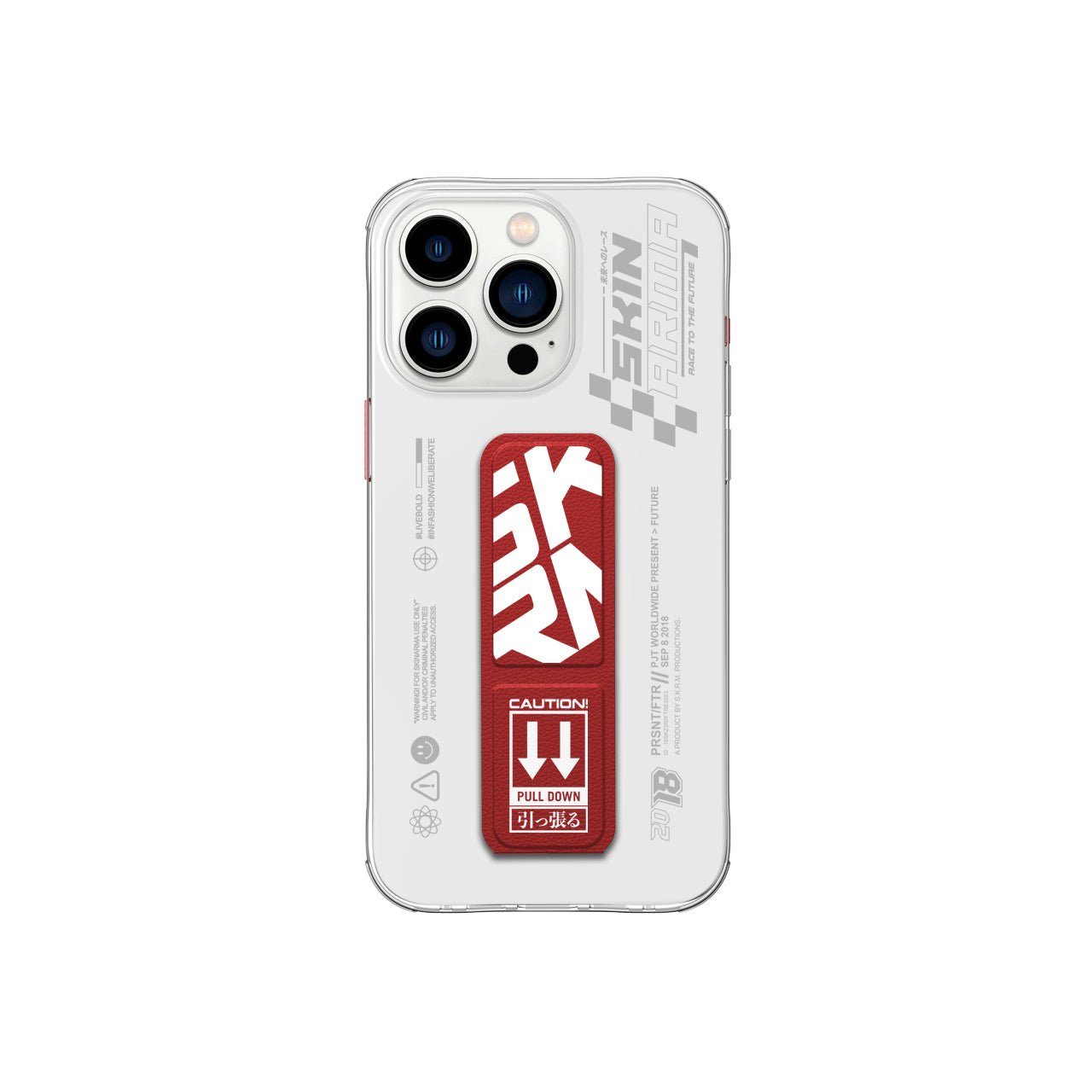 Apple iPhone 15 Pro Max Case SkinArma Stand Transparent Design Apex Cover Red