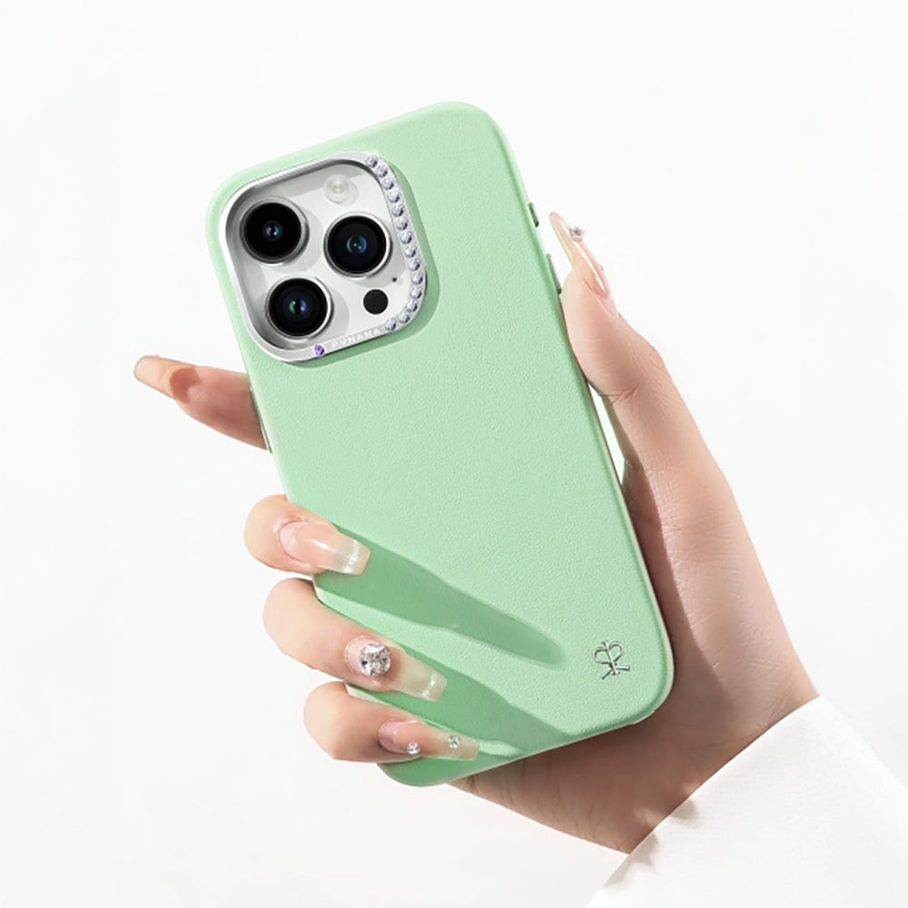 Apple iPhone 15 Pro Max Case Faux Leather Design Pynana Starry Series Cover Green