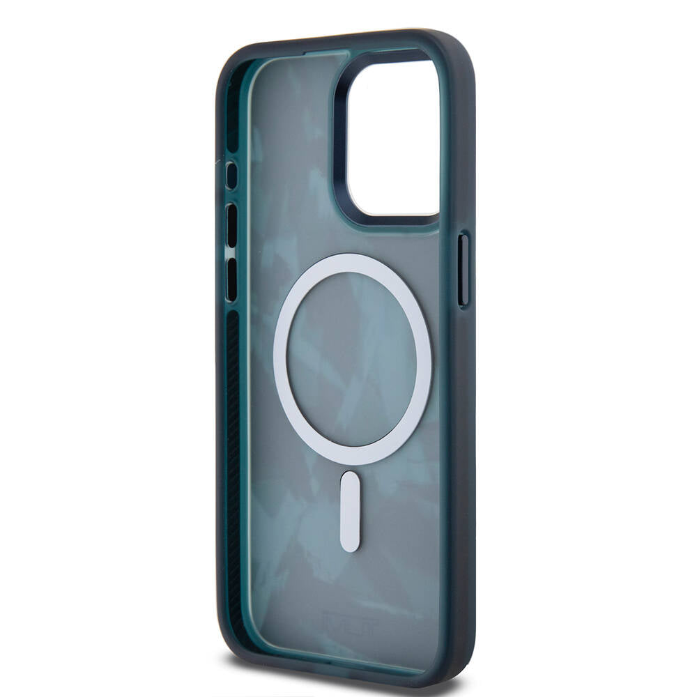 Apple iPhone 15 Pro Max Case TUMI Original Licensed M-safe Charging Feature Frosted Transparent Brush Camouflage Patterned Cover Black