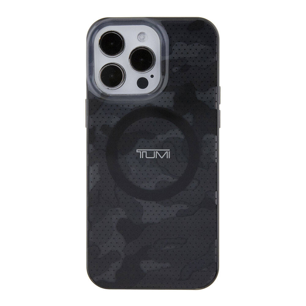 Apple iPhone 15 Pro Max Case TUMI Original Licensed M-safe Charging Feature PC TPU Dual Layer Camouflage Patterned Cover Blue
