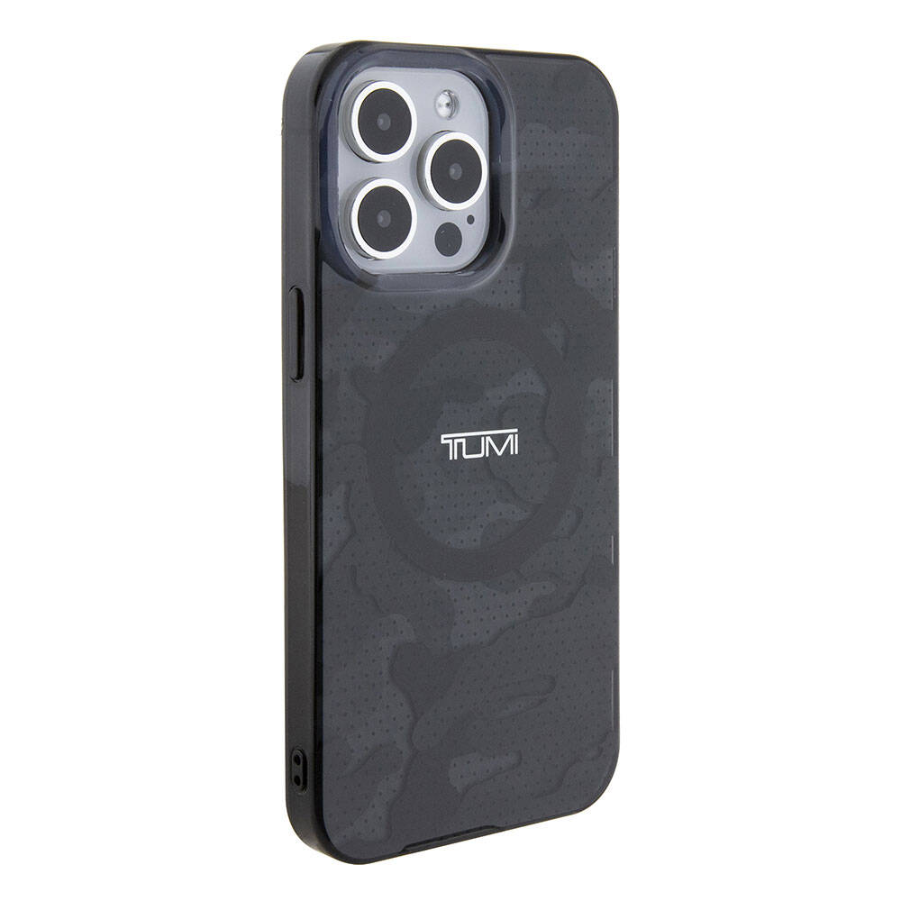 Apple iPhone 15 Pro Max Case TUMI Original Licensed M-safe Charging Feature PC TPU Dual Layer Camouflage Patterned Cover Gray