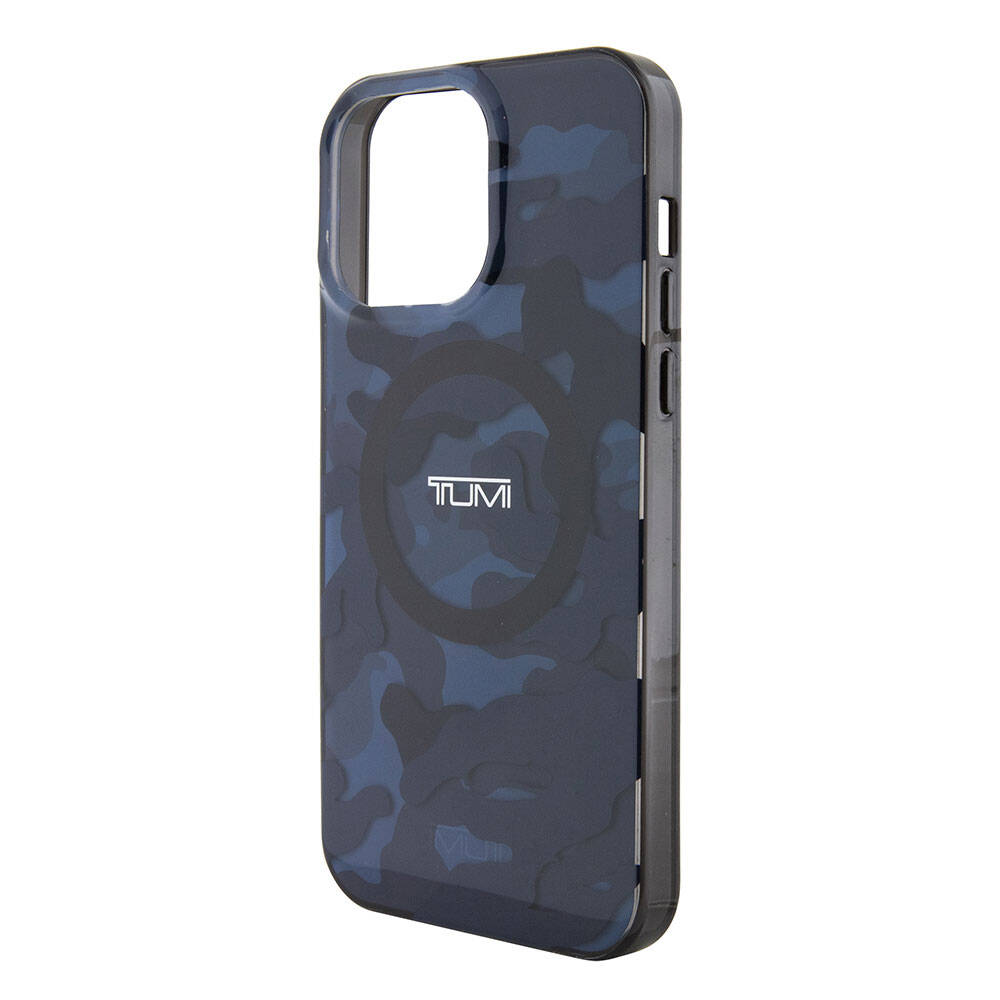 Apple iPhone 15 Pro Max Case TUMI Original Licensed M-safe Charging Feature PC TPU Dual Layer Camouflage Patterned Cover Blue
