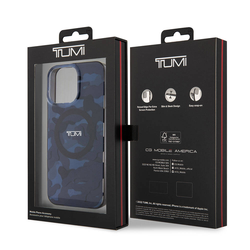 Apple iPhone 15 Pro Max Case TUMI Original Licensed M-safe Charging Feature PC TPU Dual Layer Camouflage Patterned Cover Gray