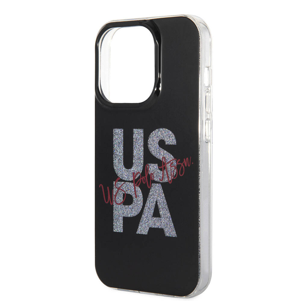 Apple iPhone 15 Pro Max Case US Polo Assn. Original Licensed Glitter Shiny Alphabet Design Cover Red