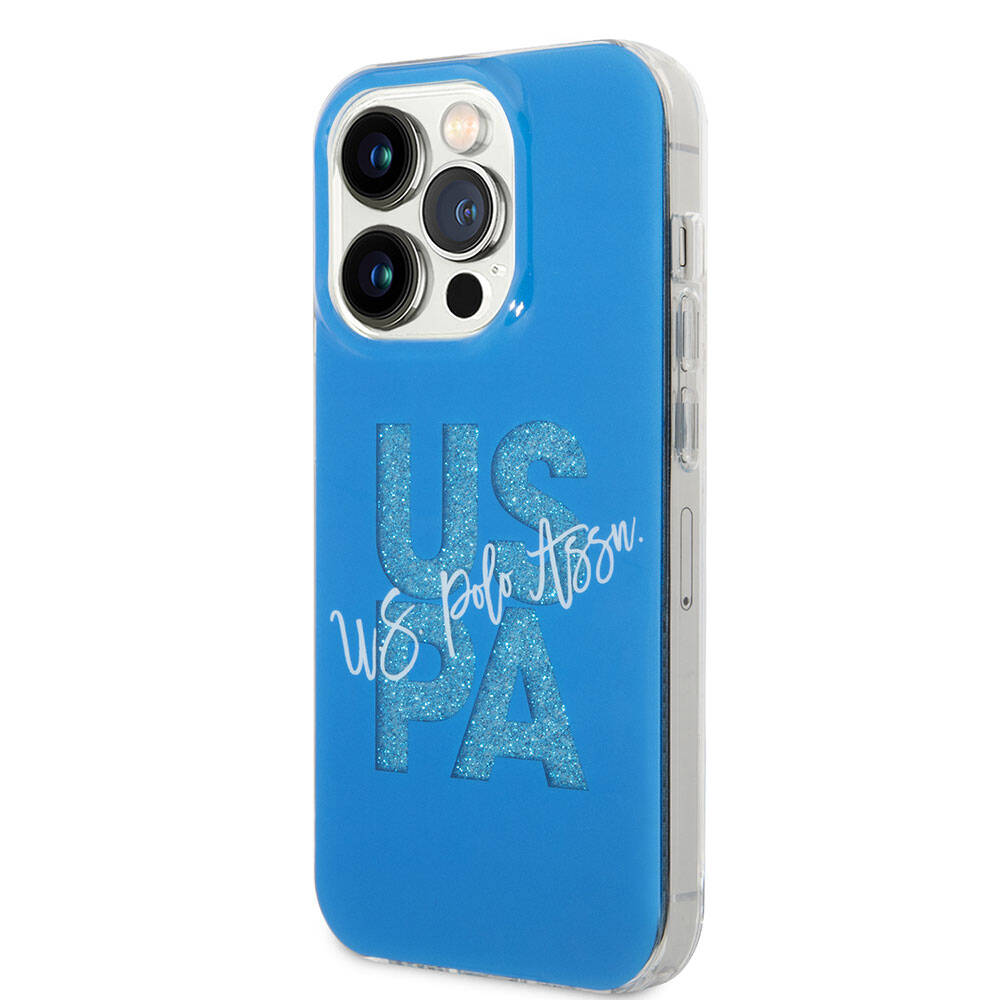 Apple iPhone 15 Pro Max Case US Polo Assn. Original Licensed Glitter Shiny Alphabet Design Cover Red