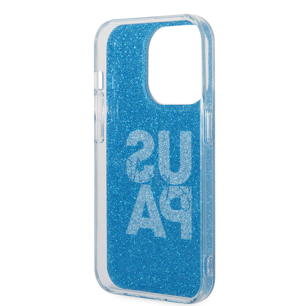 Apple iPhone 15 Pro Max Case US Polo Assn. Original Licensed Glitter Shiny Alphabet Design Cover Navy Blue