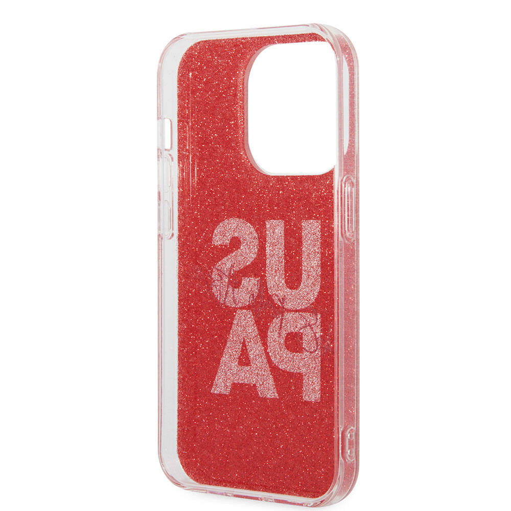 Apple iPhone 15 Pro Max Case US Polo Assn. Original Licensed Glitter Shiny Alphabet Design Cover Navy Blue