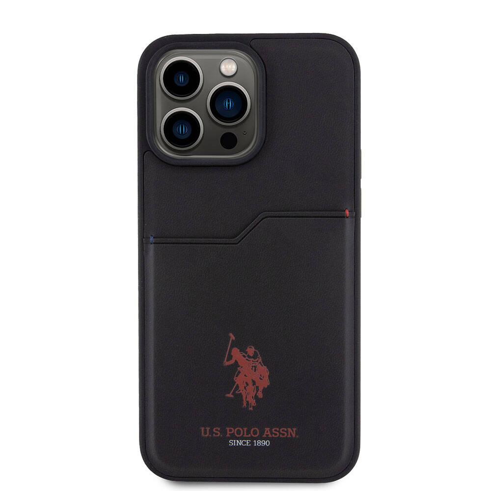 Apple iPhone 15 Pro Max Case US Polo Assn. Original Licensed Printed Logo PU Card Holder Cover Blue