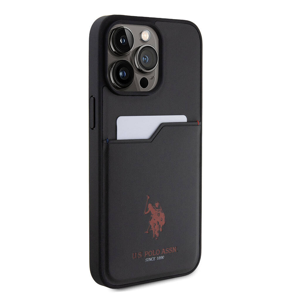 Apple iPhone 15 Pro Max Case US Polo Assn. Original Licensed Printed Logo PU Card Holder Cover Blue