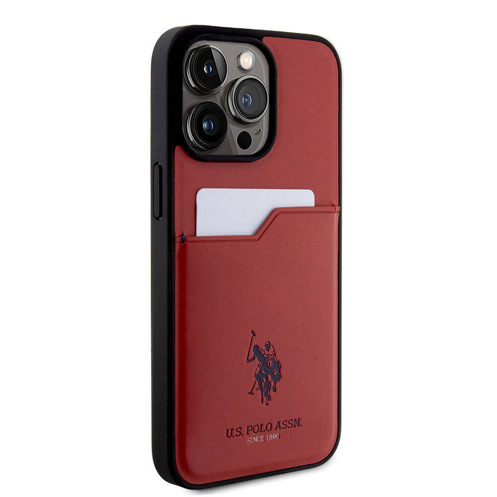 Apple iPhone 15 Pro Max Case US Polo Assn. Original Licensed Printed Logo PU Card Holder Cover Blue