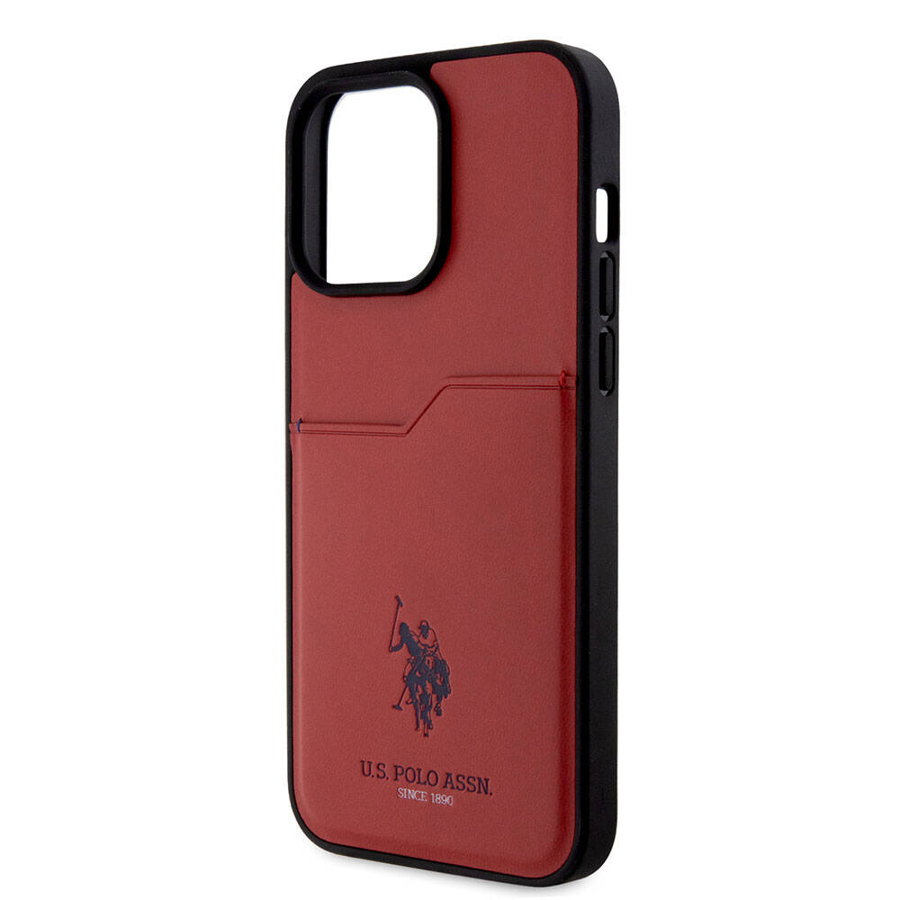 Apple iPhone 15 Pro Max Case US Polo Assn. Original Licensed Printed Logo PU Card Holder Cover Blue