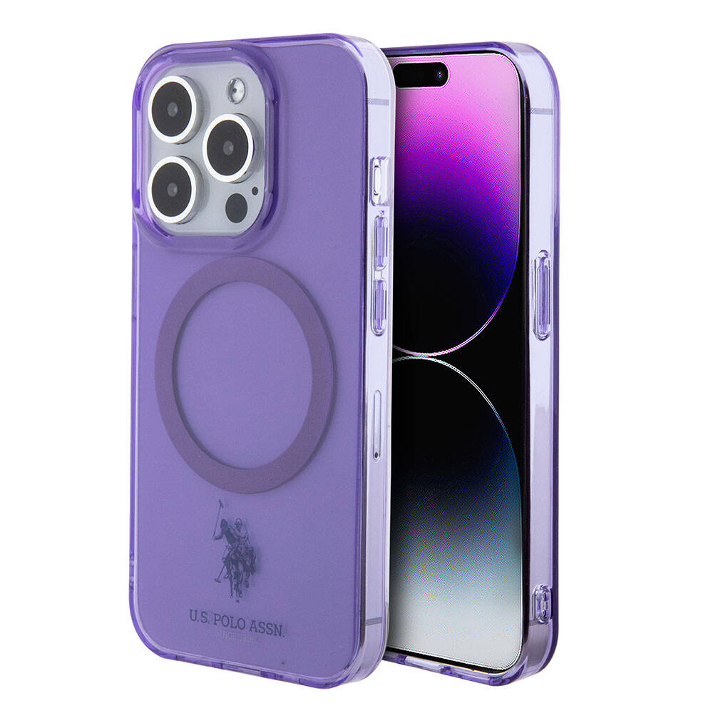 Apple iPhone 15 Pro Max Case US Polo Assn. Original Licensed M-safe Charging Transparent Design Cover Pink