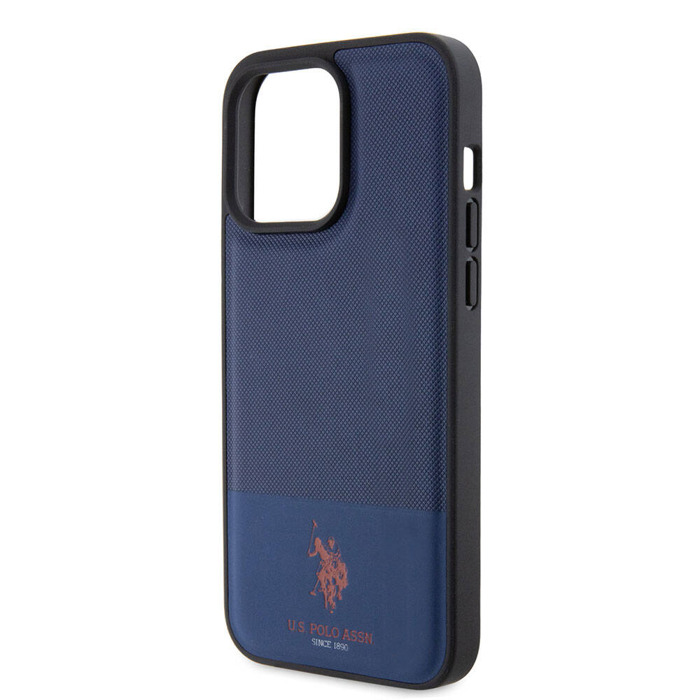 Apple iPhone 15 Pro Max Case US Polo Assn. Original Licensed Faux Leather Back Cover with Printed Logo and Knitted Pattern Green