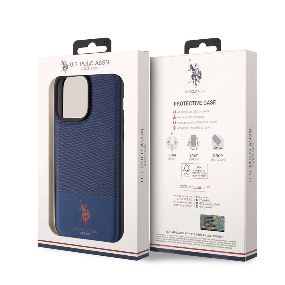 Apple iPhone 15 Pro Max Case US Polo Assn. Original Licensed Faux Leather Back Cover with Printed Logo and Knitted Pattern Green