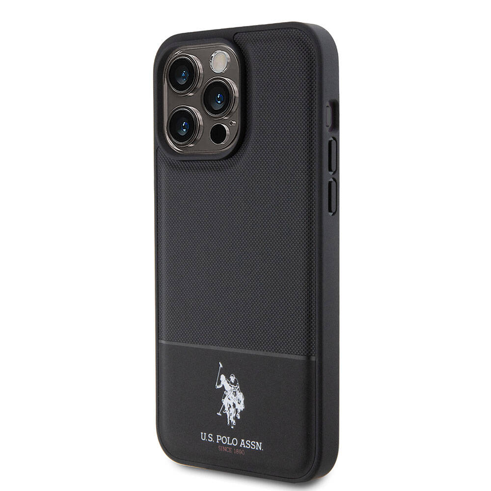 Apple iPhone 15 Pro Max Case US Polo Assn. Original Licensed Faux Leather Back Cover with Printed Logo and Knitted Pattern Green