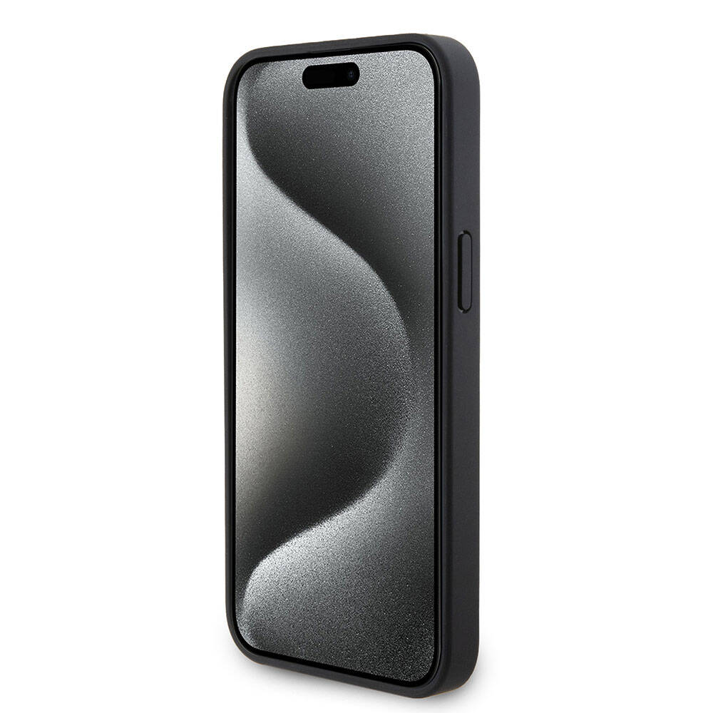 Apple iPhone 15 Pro Max Case US Polo Assn. Original Licensed Faux Leather Back Cover with Printed Logo and Knitted Pattern Navy Blue
