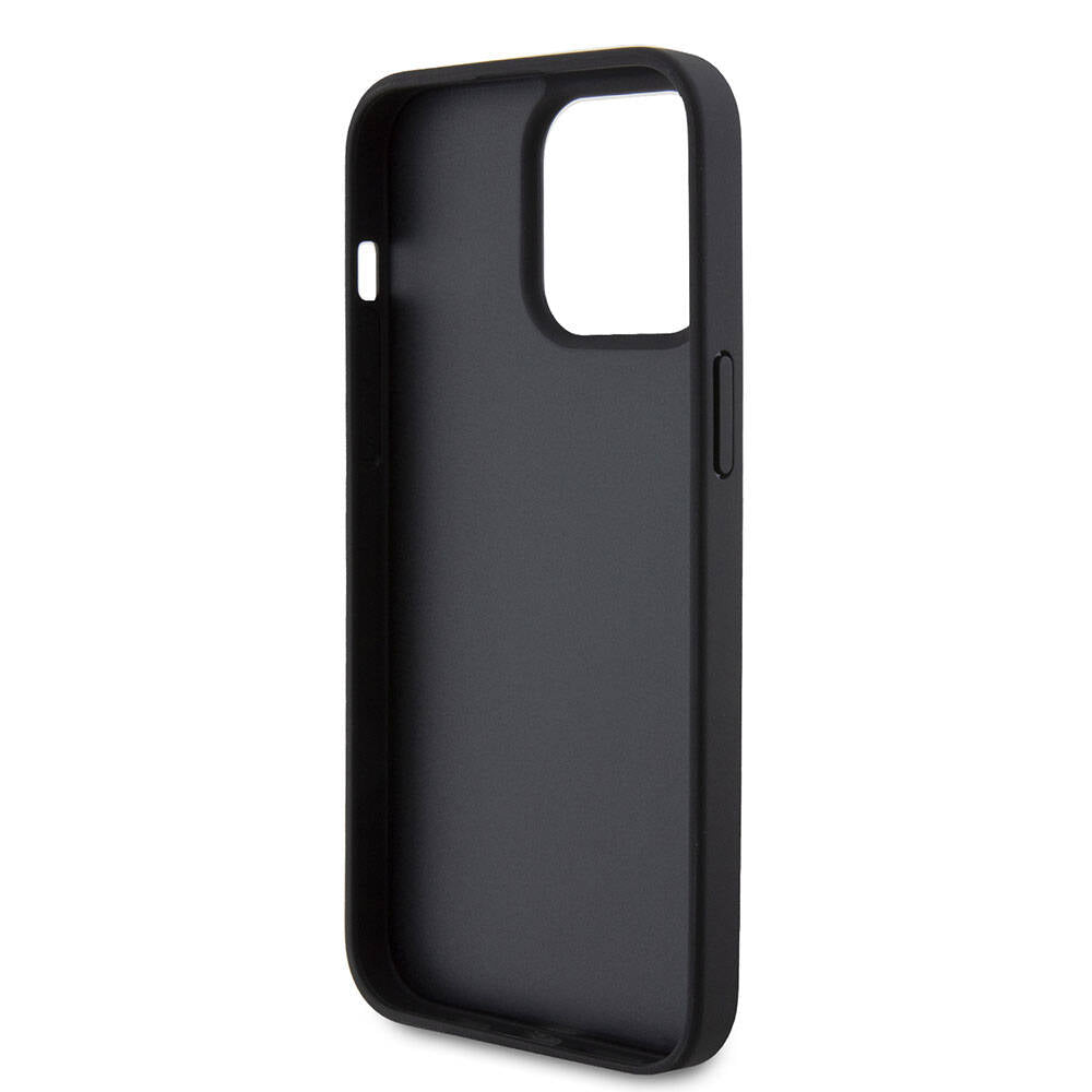 Apple iPhone 15 Pro Max Case US Polo Assn. Original Licensed Faux Leather Back Cover with Printed Logo and Knitted Pattern Navy Blue