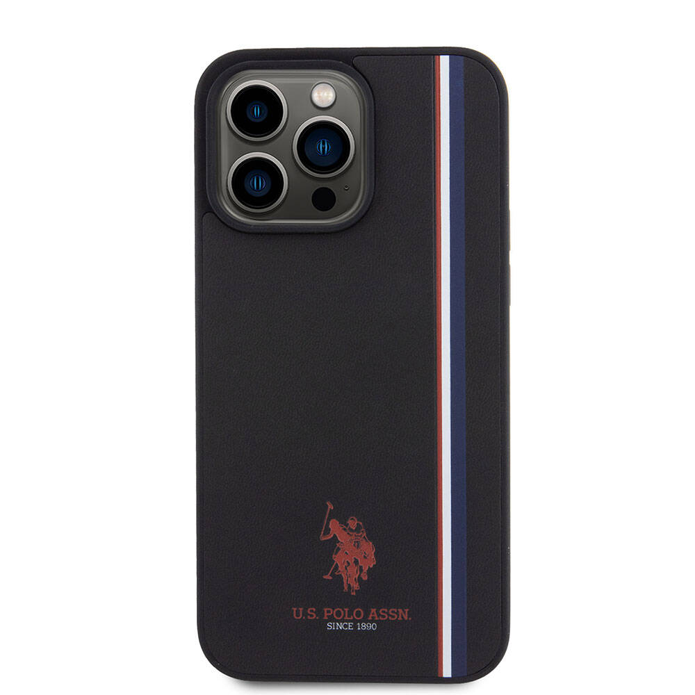 Apple iPhone 15 Pro Max Case US Polo Assn. Original Licensed Three Color Stripe Design Print Logo Cover White